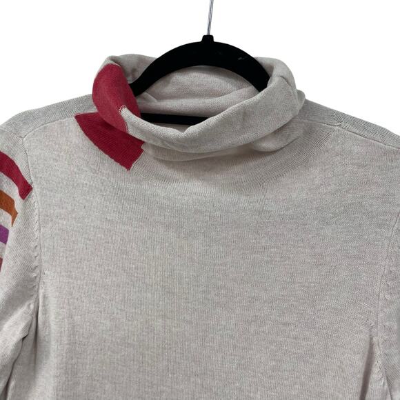 Nic + Zoe Mock Neck Light Pink Multicolor Striped Sweater Womens XS - Picture 4 of 7